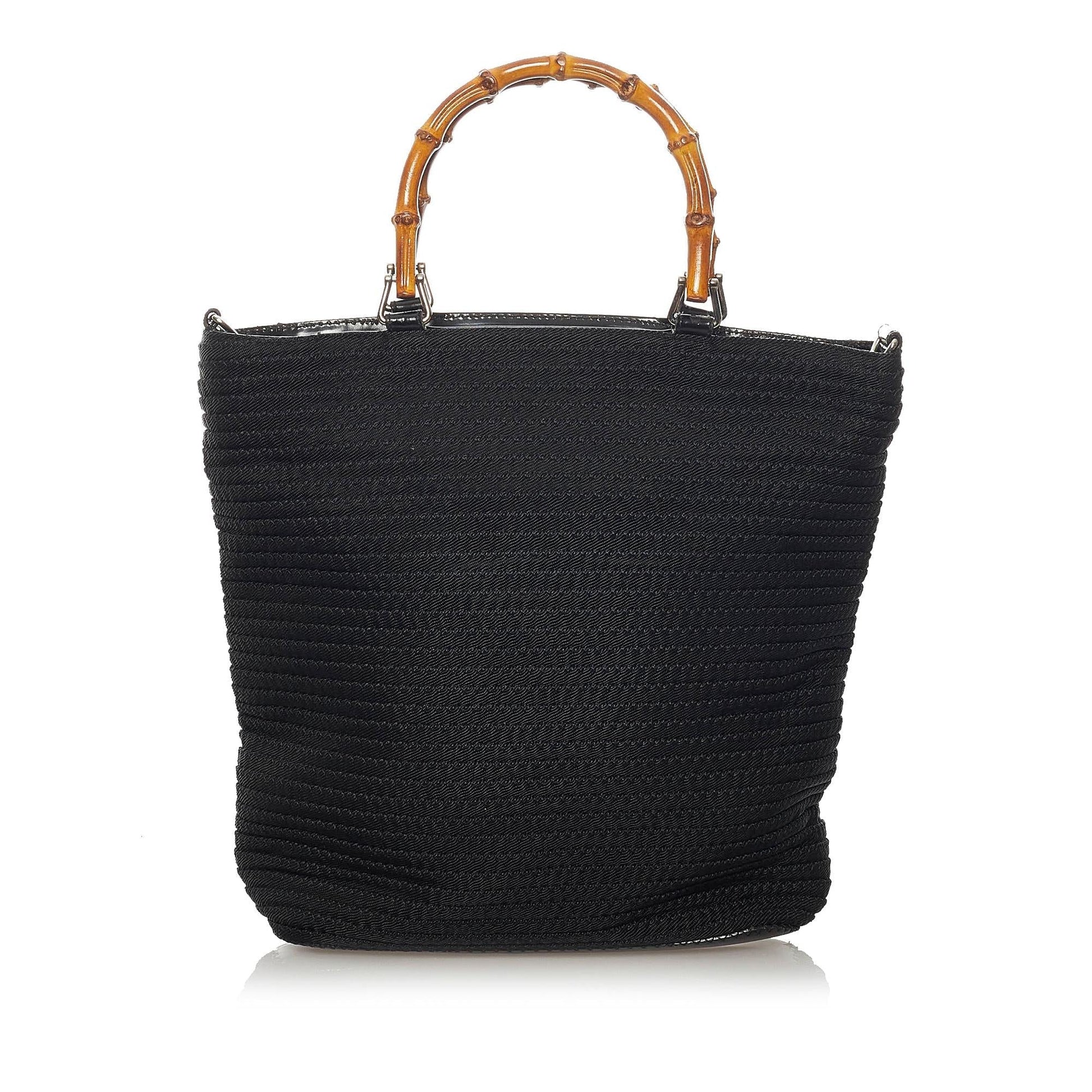 Gucci Bamboo SHG Canvas Black Tote Bag