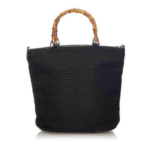 Gucci Bamboo SHG Canvas Black Tote Bag