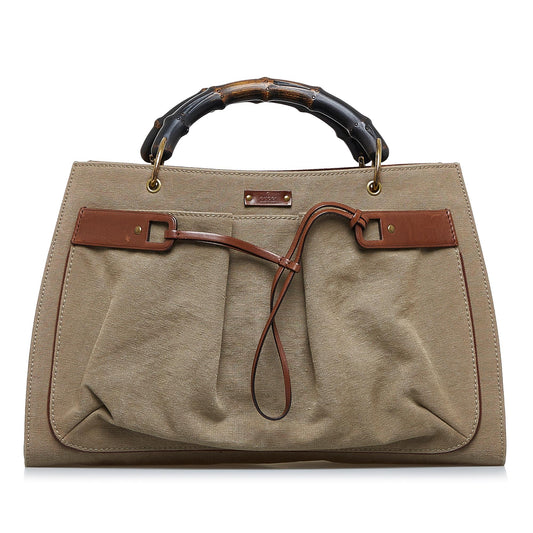 Gucci Bamboo SHG-Rl4F7t Canvas Brown Tote Bag