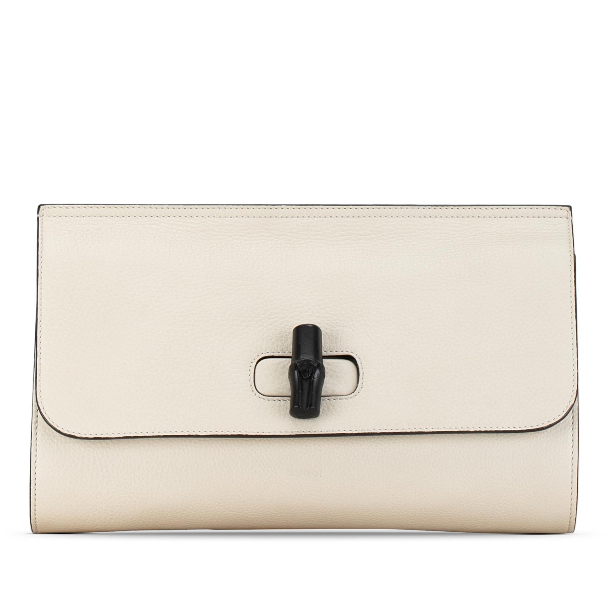 Gucci Bamboo Daily SHG-2q7lJR Leather Calf White Clutch Bag