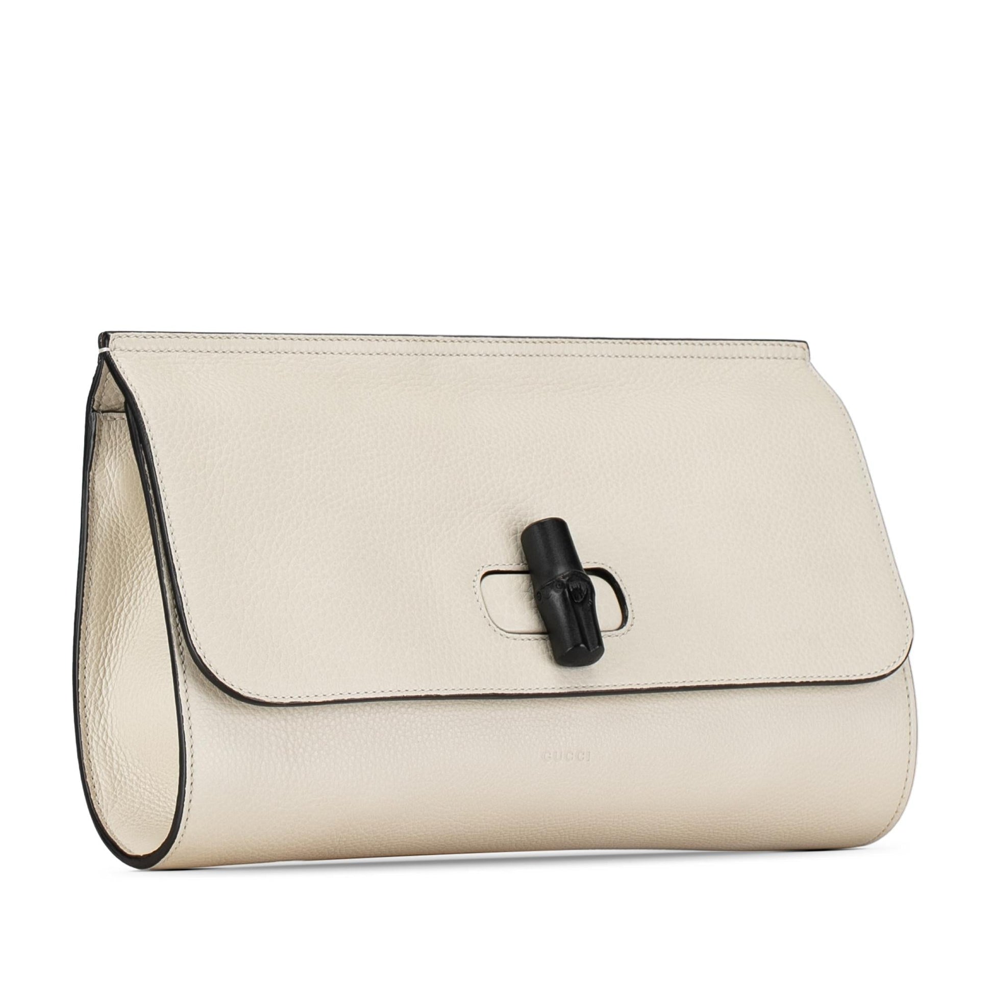 Gucci Bamboo Daily SHG-2q7lJR Leather Calf White Clutch Bag