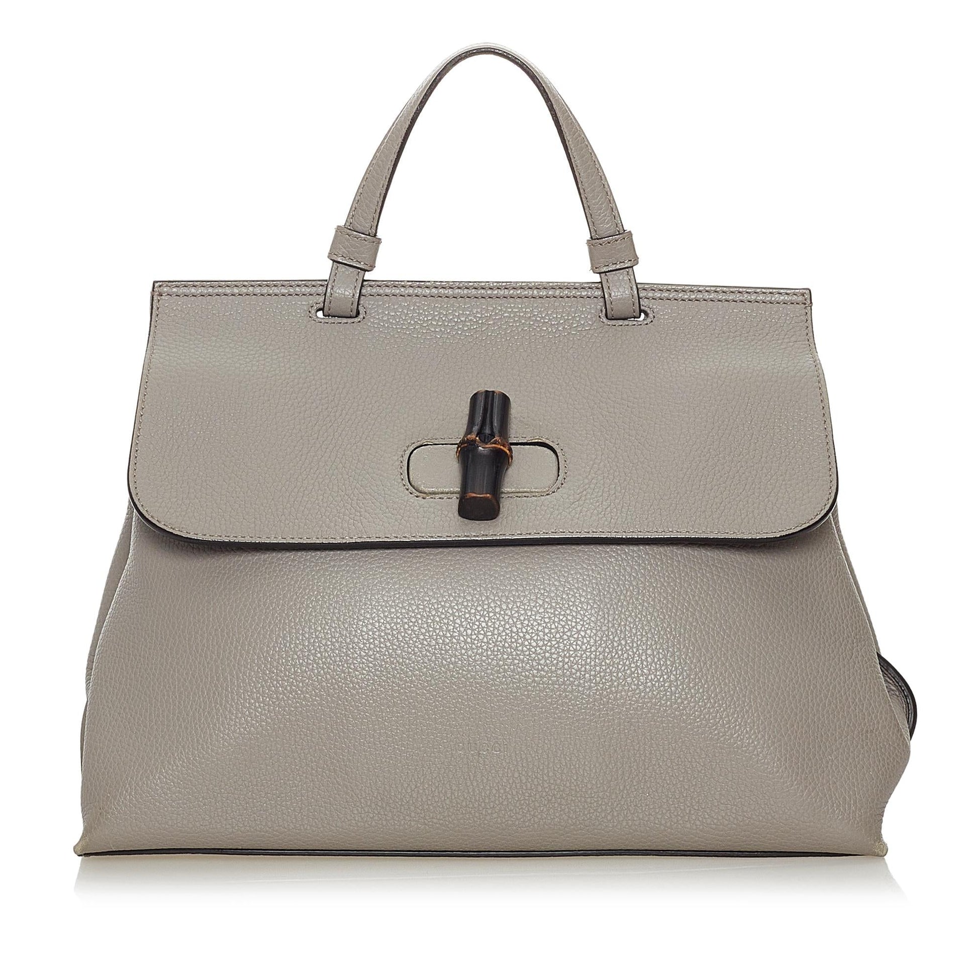 Gucci Bamboo Daily SHG Leather Calf Grey Satchel Bag