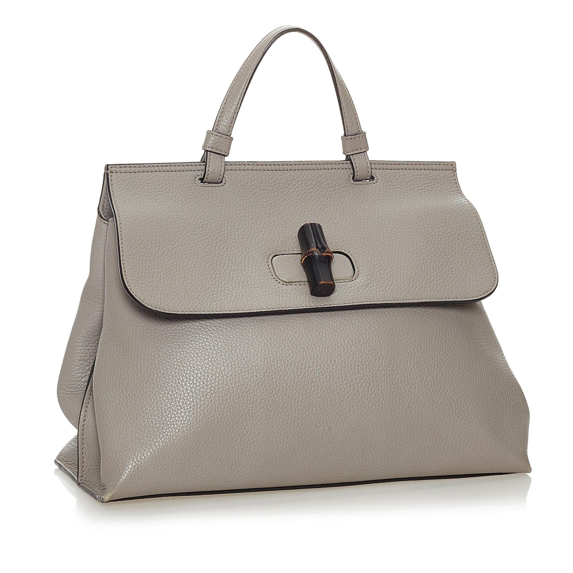 Gucci Bamboo Daily SHG Leather Calf Grey Satchel Bag