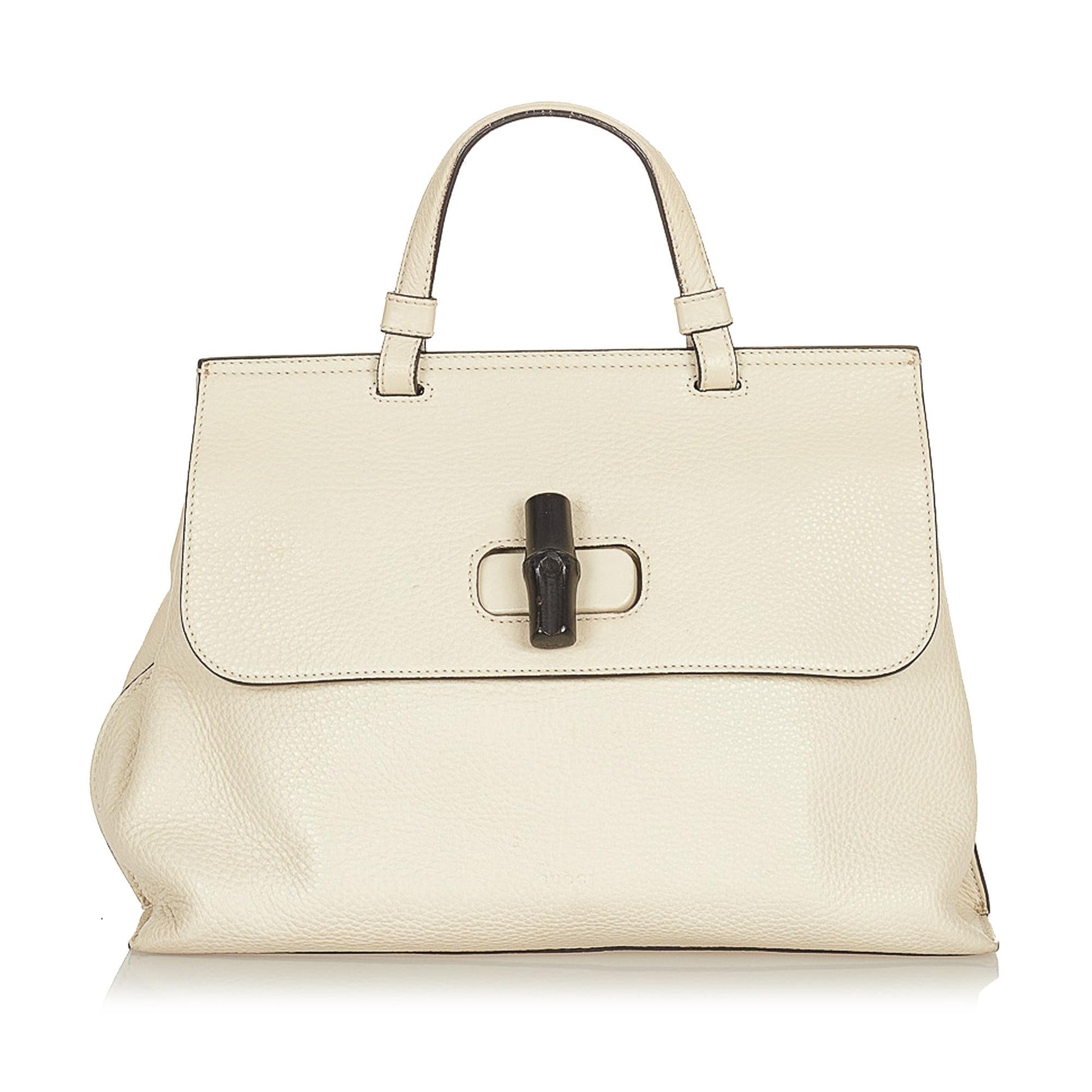 Gucci Bamboo Daily SHG Leather Calf White Satchel Bag 3