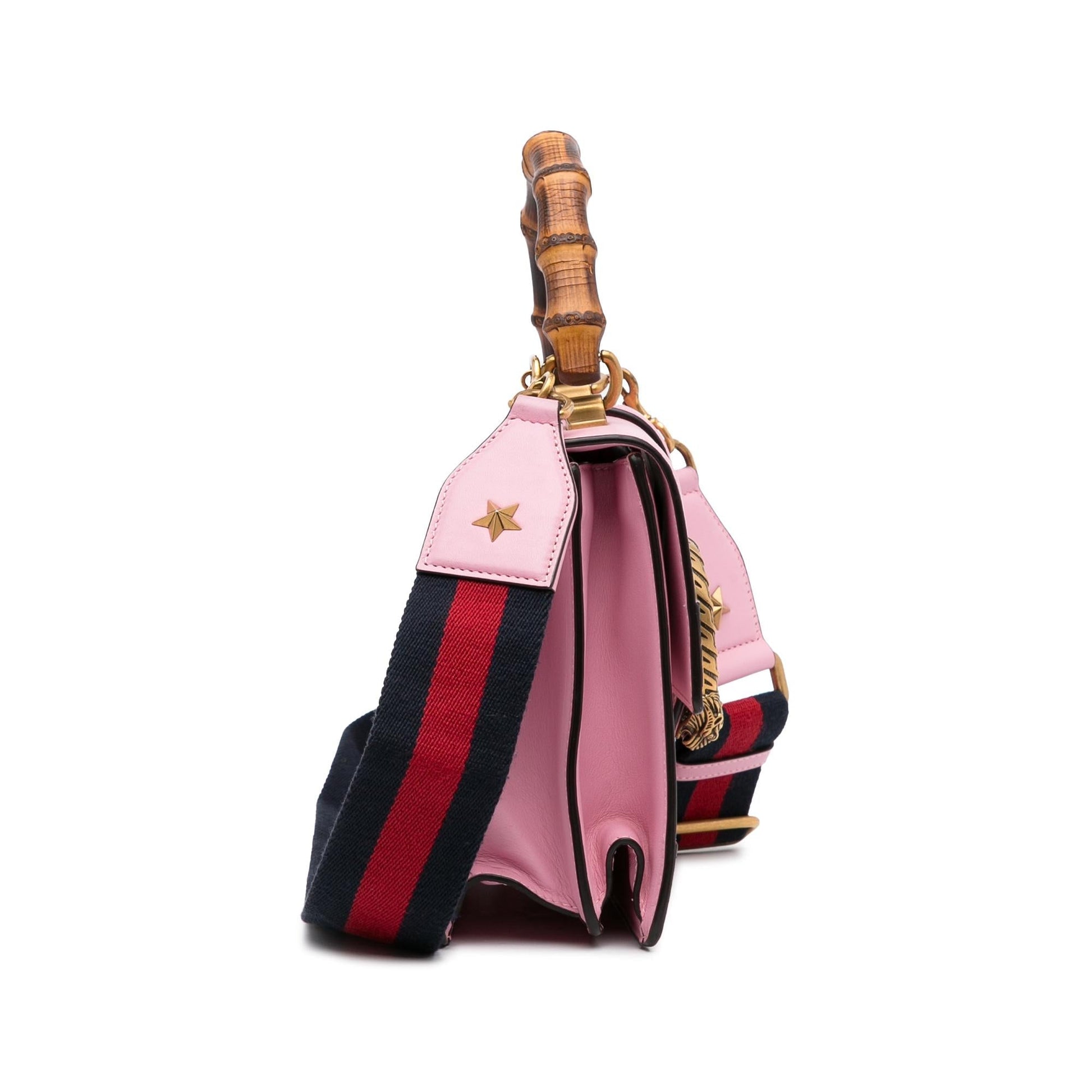 Gucci Bamboo Dionysus Web SHG-MxKNUM Calf Pink Satchel Bag