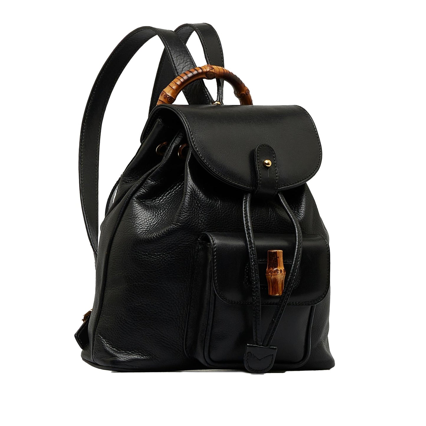 Gucci Bamboo Drawstring Backpack SHG-quqvrC Leather Calf Black Jewelry