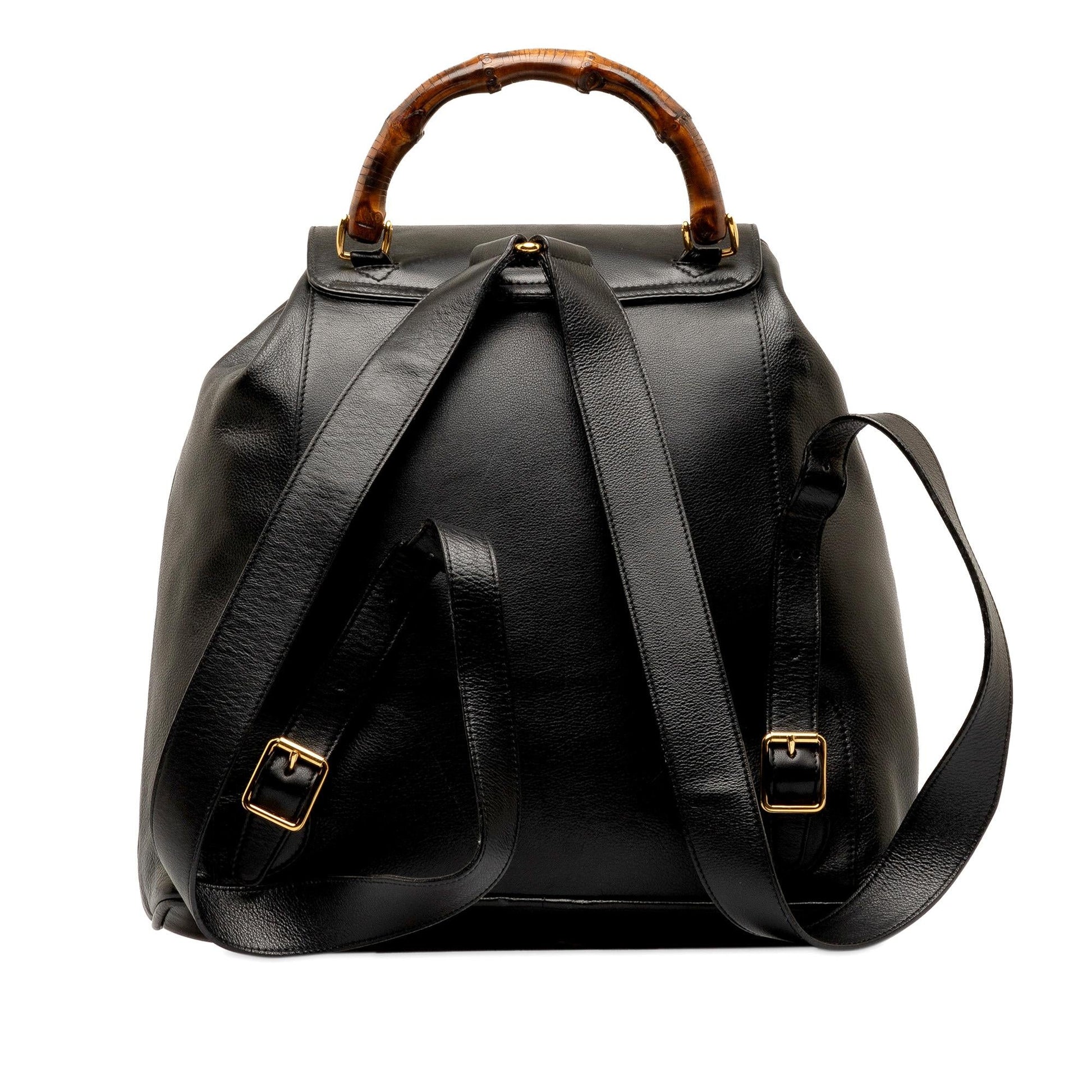 Gucci Bamboo Drawstring Backpack SHG-b7jhdk Leather Calf Black Jewelry