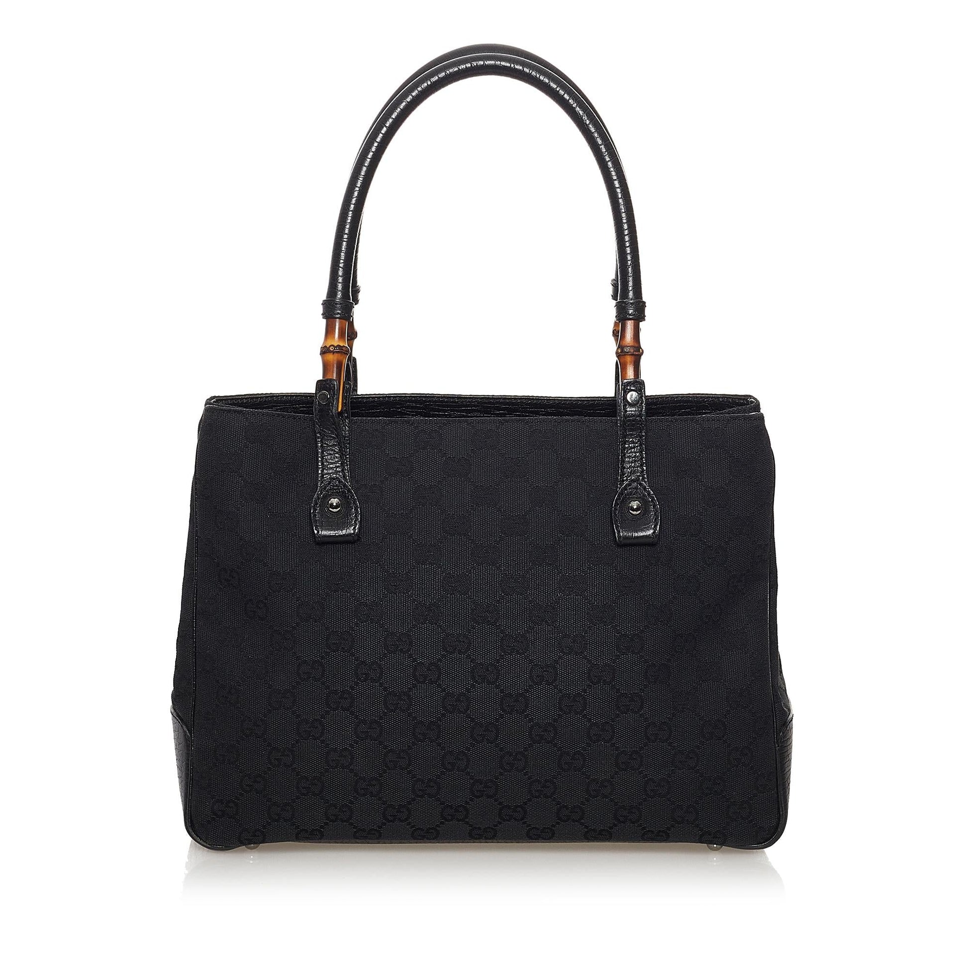 Gucci Bamboo GG SHG-oMcH0c Canvas Black Satchel Bag