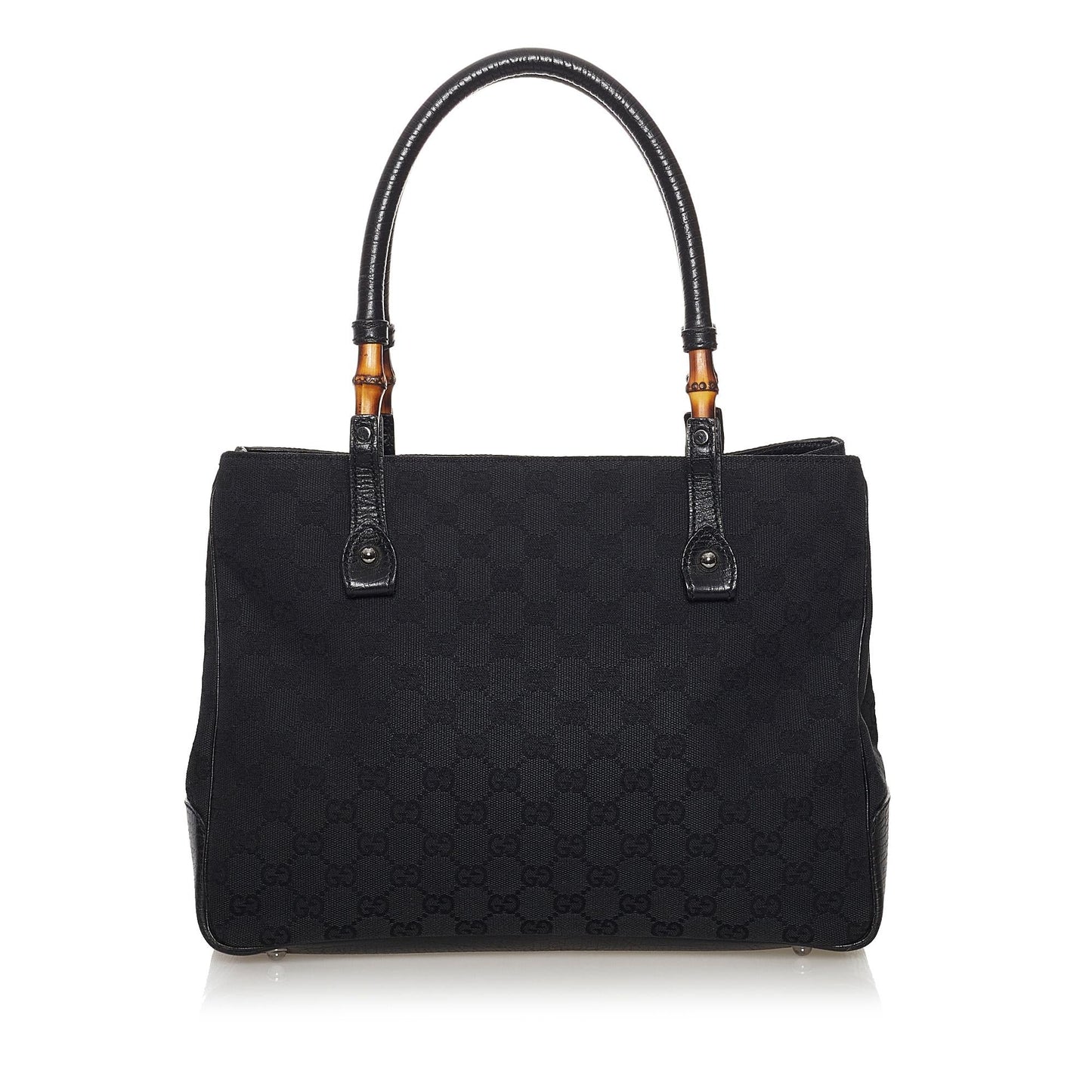 Gucci Bamboo GG SHG-oMcH0c Canvas Black Satchel Bag