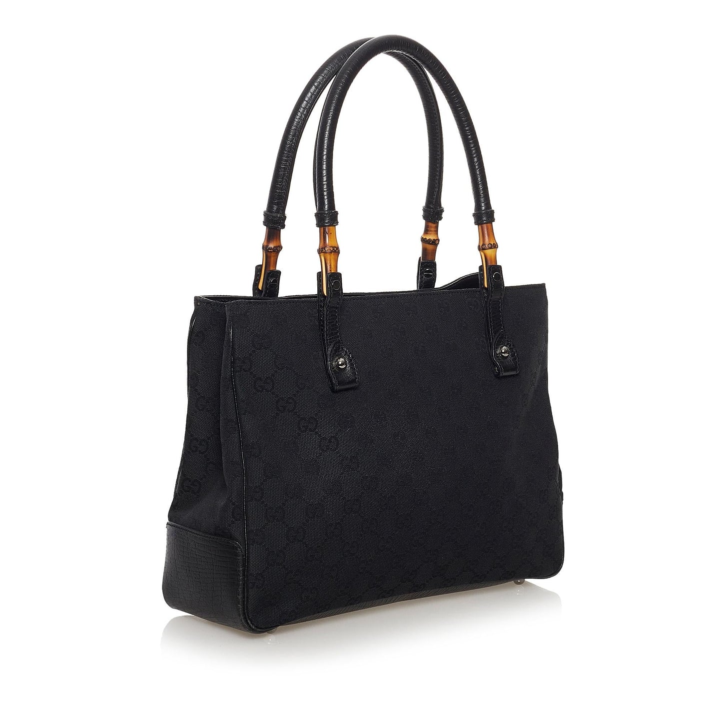 Gucci Bamboo GG SHG-oMcH0c Canvas Black Satchel Bag