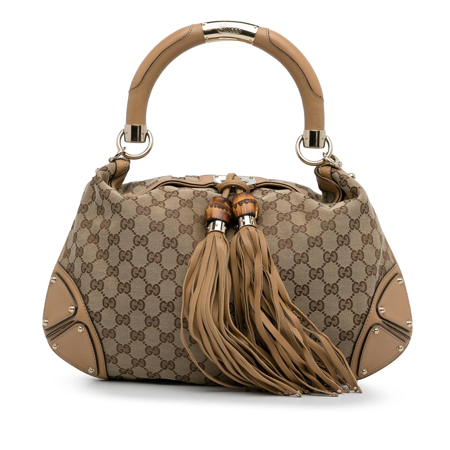 Gucci Bamboo GG Indy SHG-XsNWx4 Canvas Calf Brown Shoulder Bag