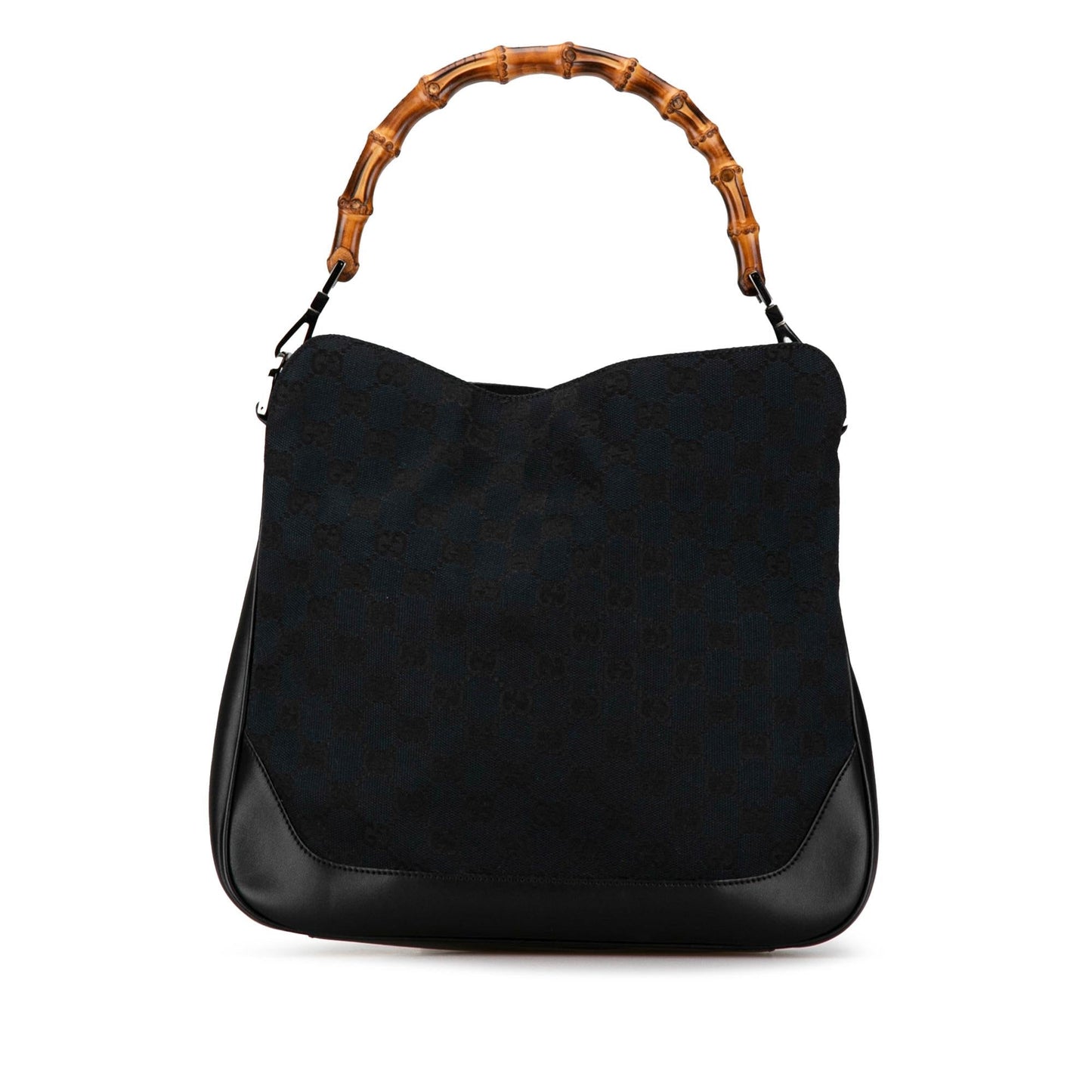 Gucci Bamboo GG SHG-gPmmq9 Canvas Calf Black Satchel Bag