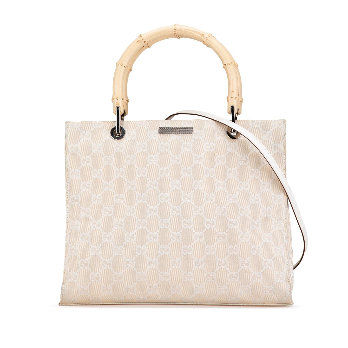 Gucci Bamboo GG SHG-hlGu6W Canvas Gold Satchel Bag