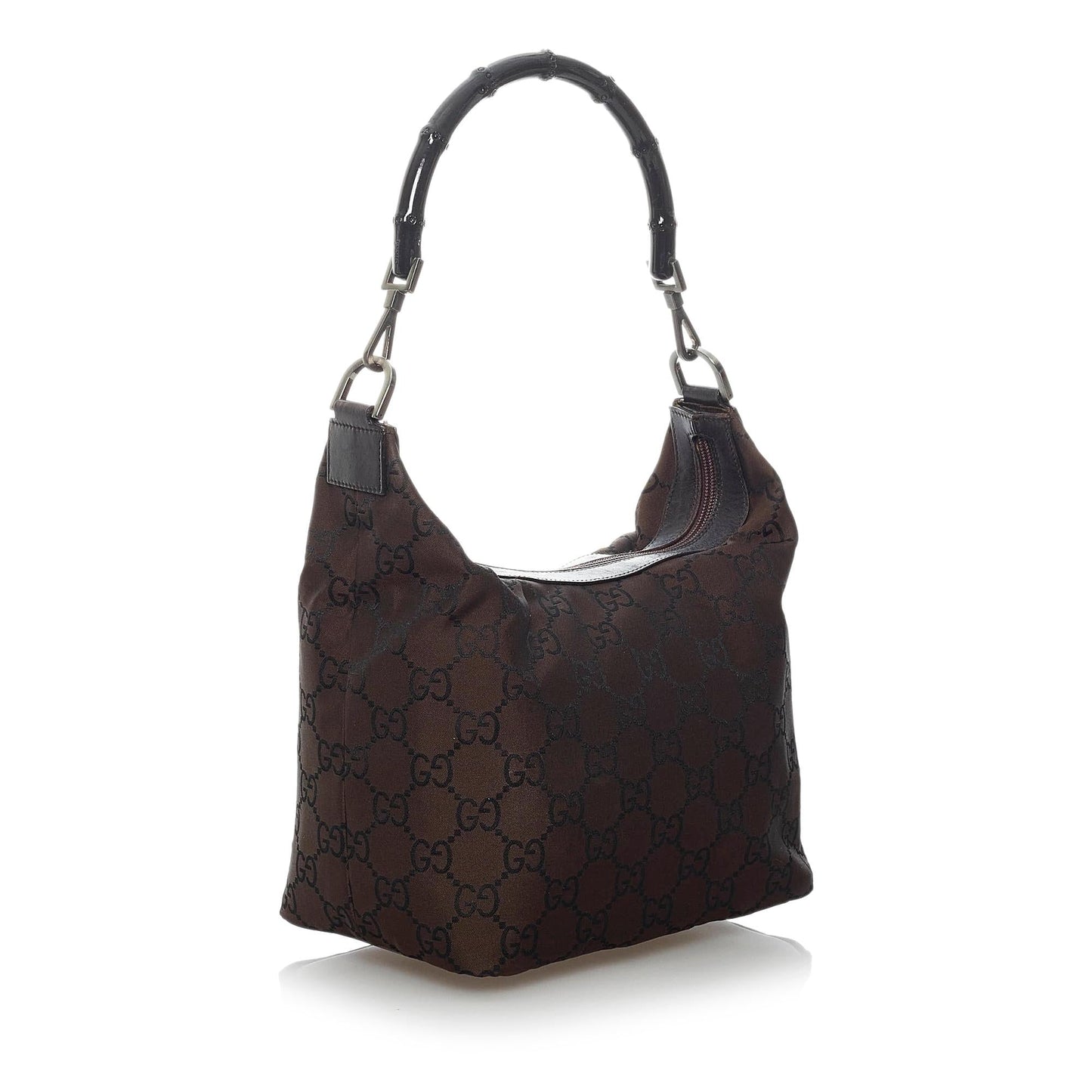 Gucci Bamboo GG SHG-ejITql Canvas Black Brown Shoulder Bag