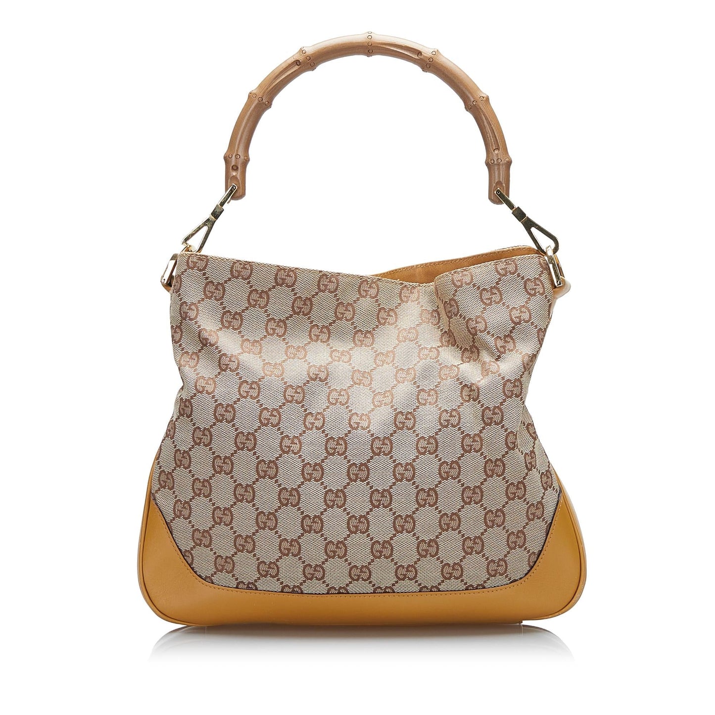 Gucci Bamboo GG Web SHG-BEtU6T Canvas Brown Satchel Bag