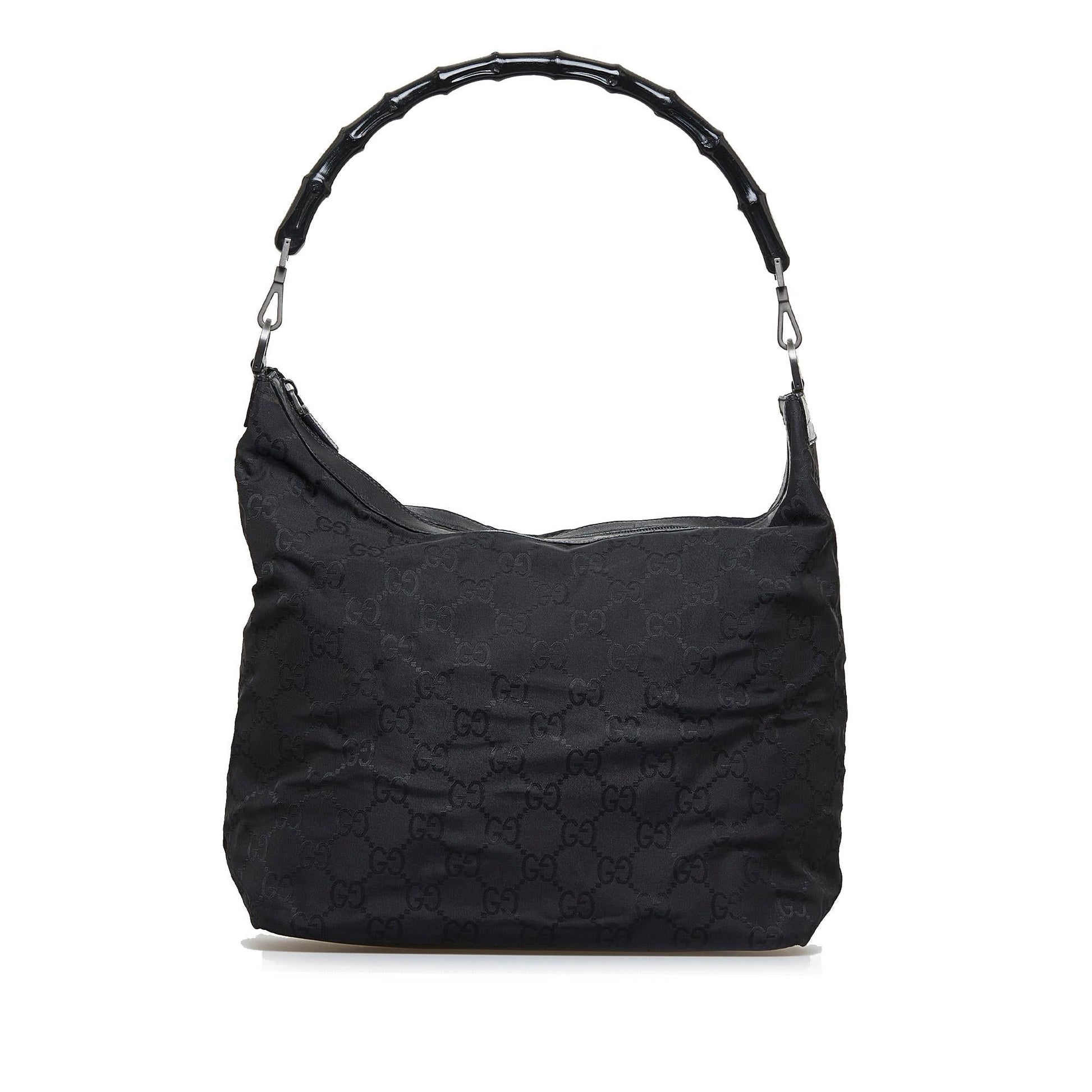 Gucci Bamboo GG SHG-reGuen Nylon Black Shoulder Bag