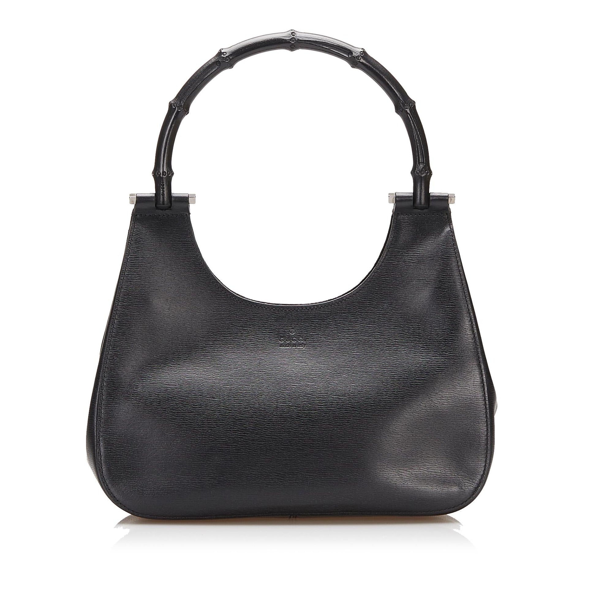 Gucci Bamboo SHG-HjOVeK Calf Black Satchel Bag