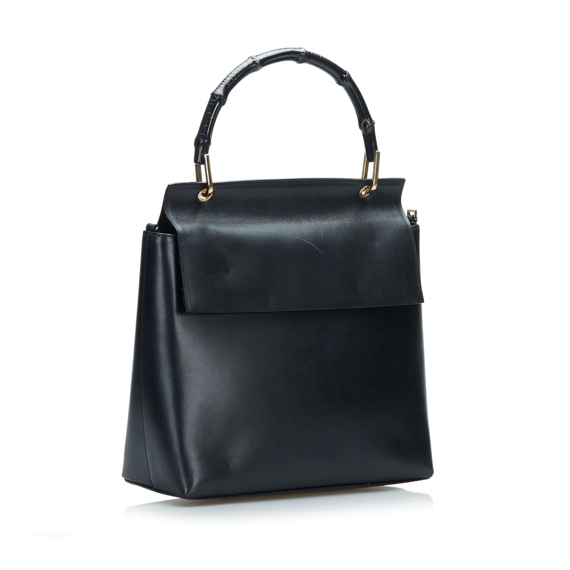 Gucci Bamboo SHG-vzTFXY Calf Black Satchel Bag