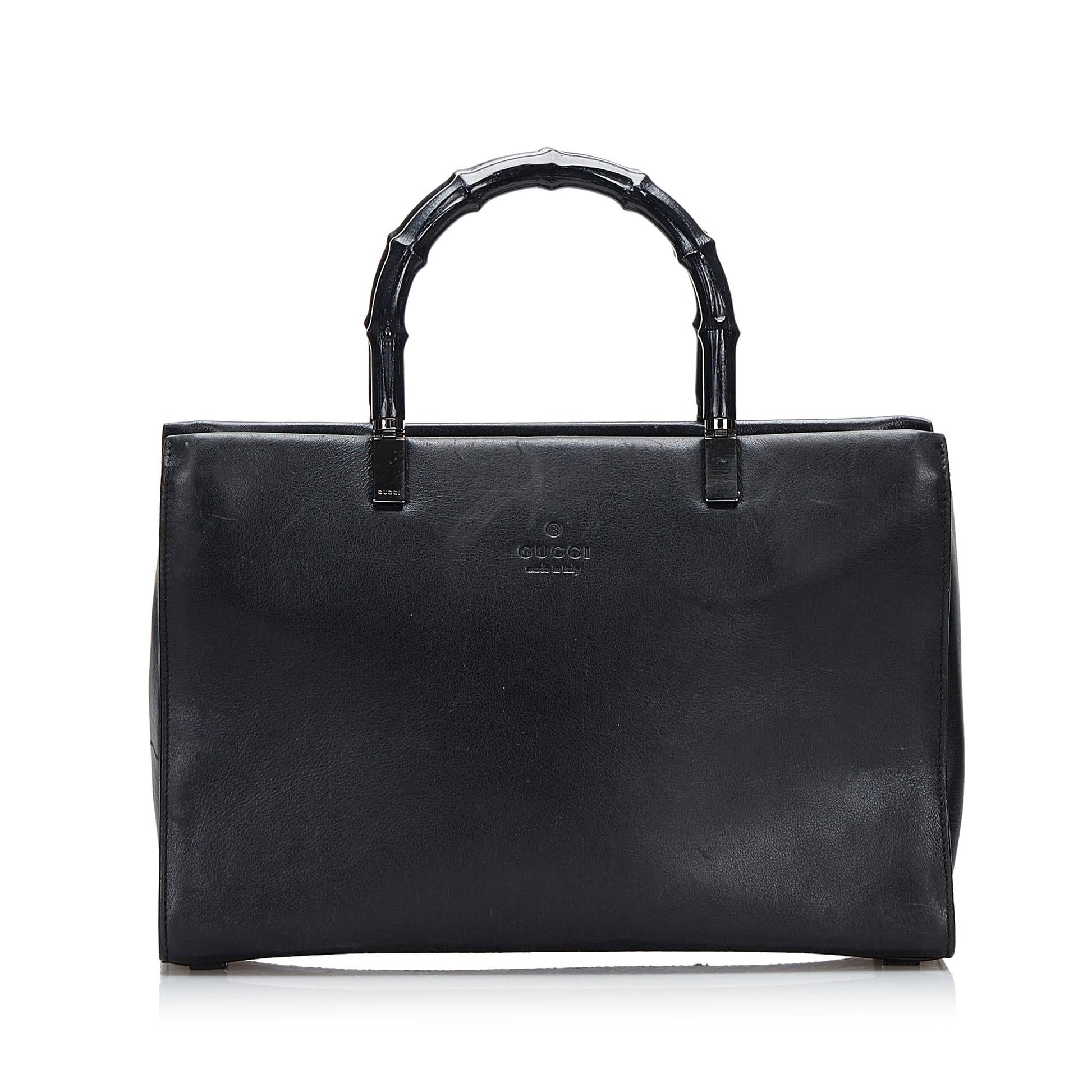 Gucci Bamboo SHG-EJQgIQ Calf Black Satchel Bag