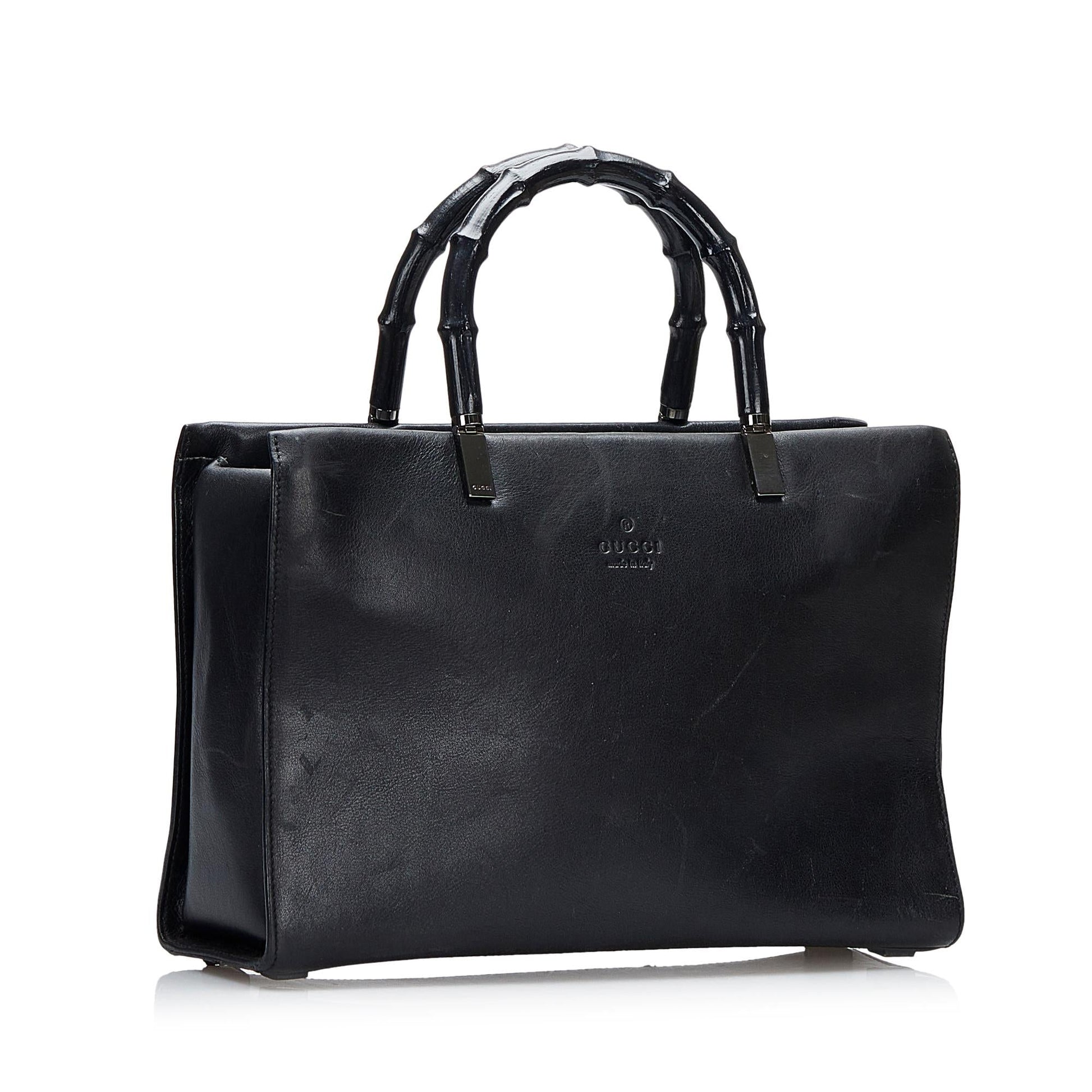 Gucci Bamboo SHG-EJQgIQ Calf Black Satchel Bag