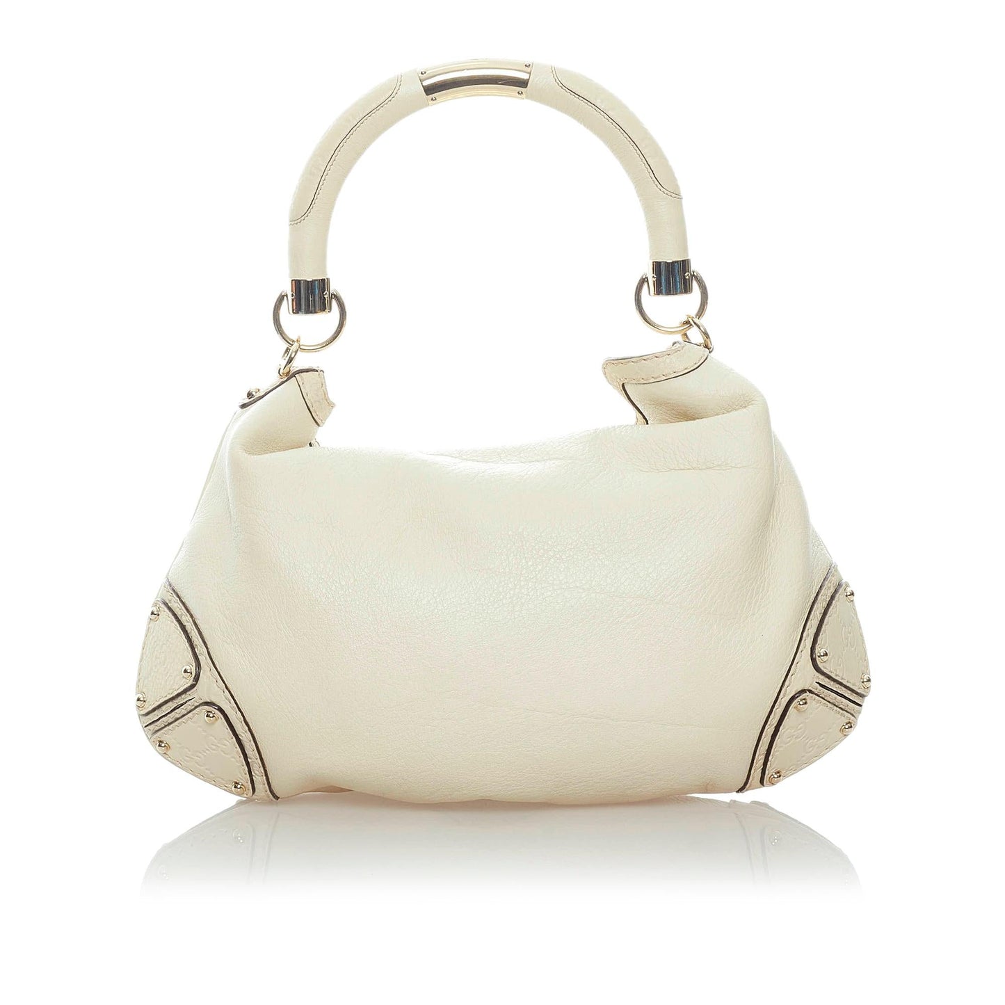 Gucci Bamboo Indy SHG Leather Calf White Satchel Bag Satchel Shg