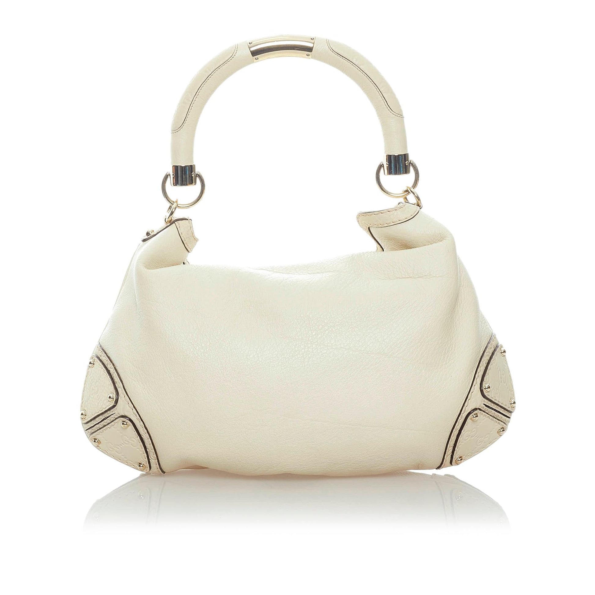 Gucci Bamboo Indy SHG Leather Calf White Satchel Bag Satchel Shg
