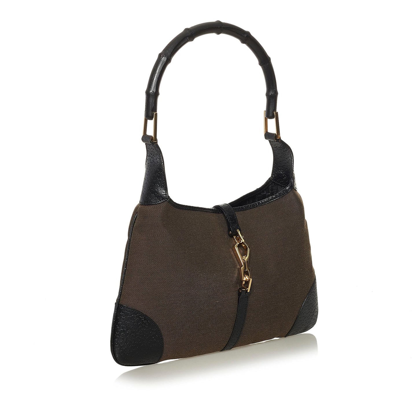 Gucci Bamboo Jackie SHG Canvas Black Brown Shoulder Bag
