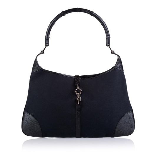 Gucci Bamboo Jackie SHG Canvas Black Shoulder Bag