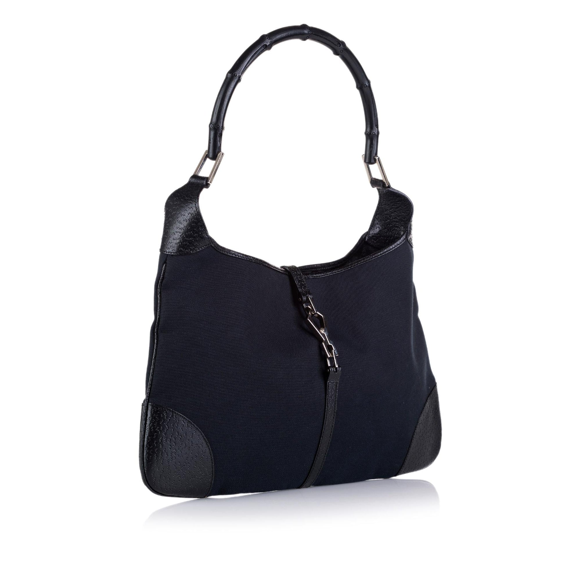 Gucci Bamboo Jackie SHG Canvas Black Shoulder Bag