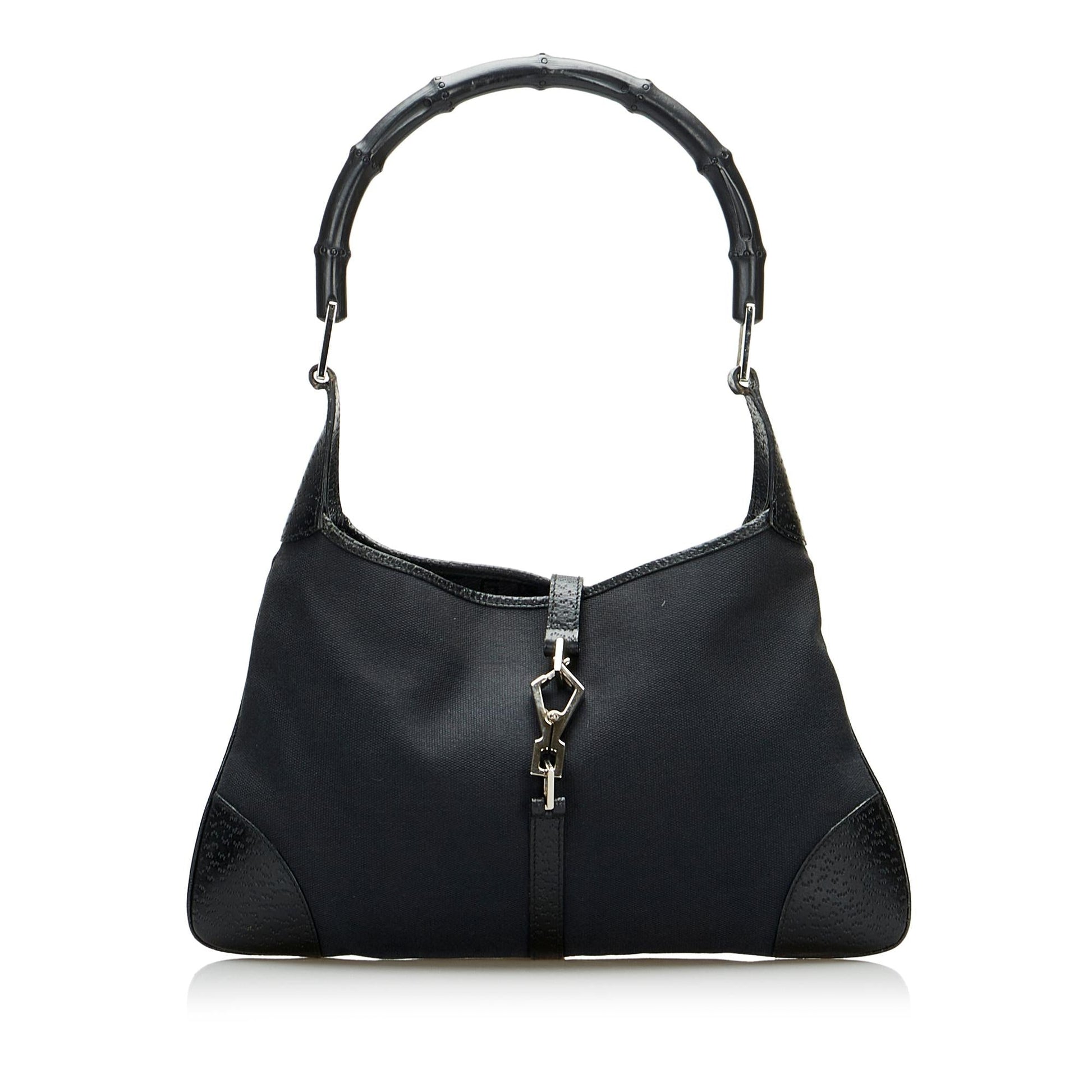 Gucci Bamboo Jackie SHG-G6JOpQ Canvas Black Shoulder Bag