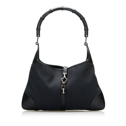 Gucci Bamboo Jackie SHG-G6JOpQ Canvas Black Shoulder Bag