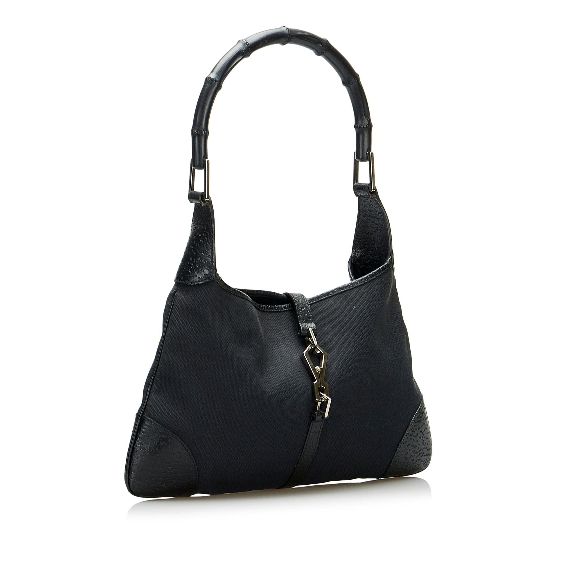 Gucci Bamboo Jackie SHG-G6JOpQ Canvas Black Shoulder Bag