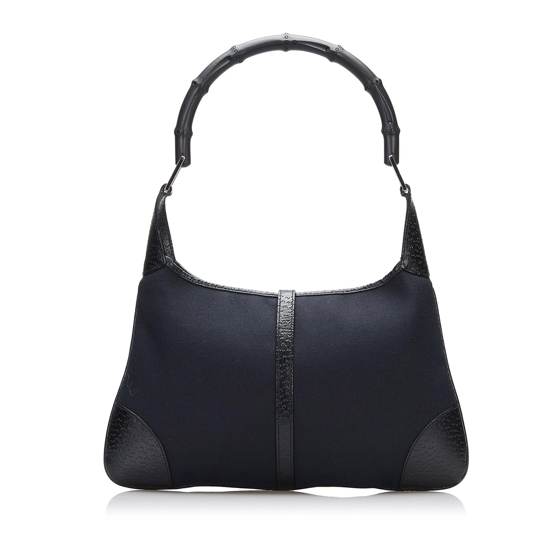 Gucci Bamboo Jackie SHG-dvtNsM Canvas Calf Black Shoulder Bag