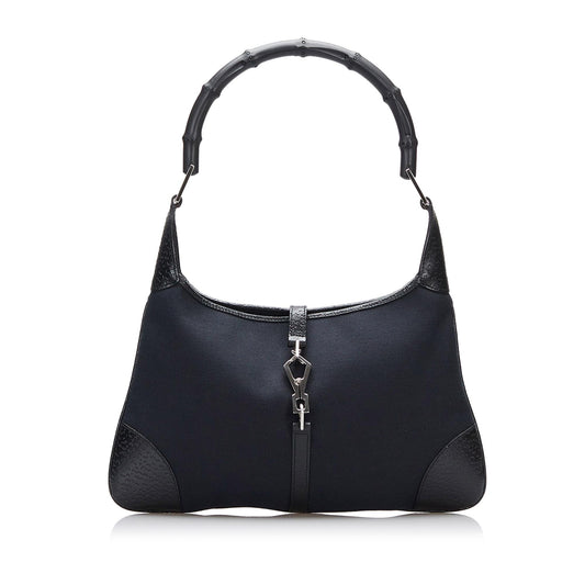 Gucci Bamboo Jackie SHG-dvtNsM Canvas Calf Black Shoulder Bag