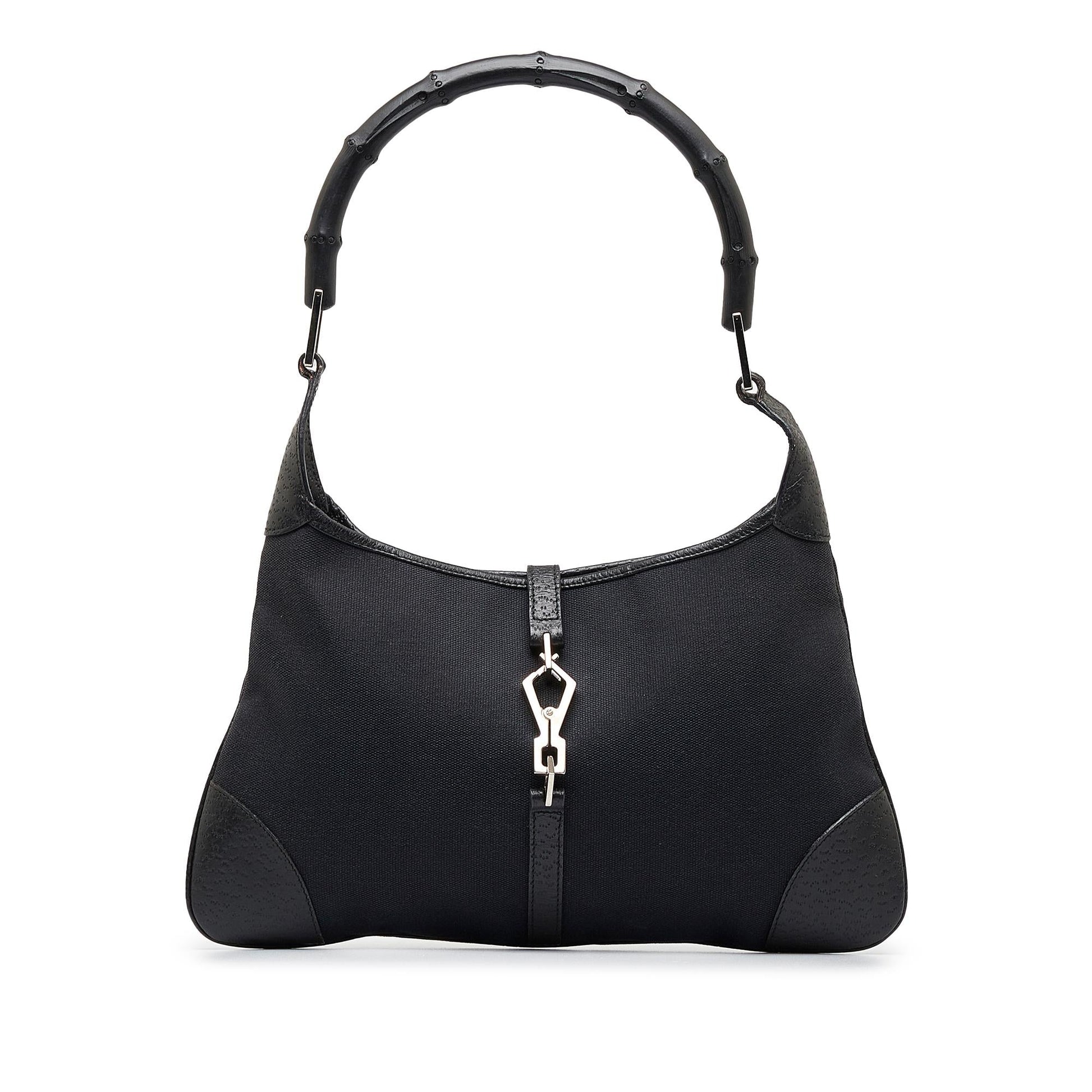 Gucci Bamboo Jackie SHG-aIQVHd Canvas Calf Black Shoulder Bag