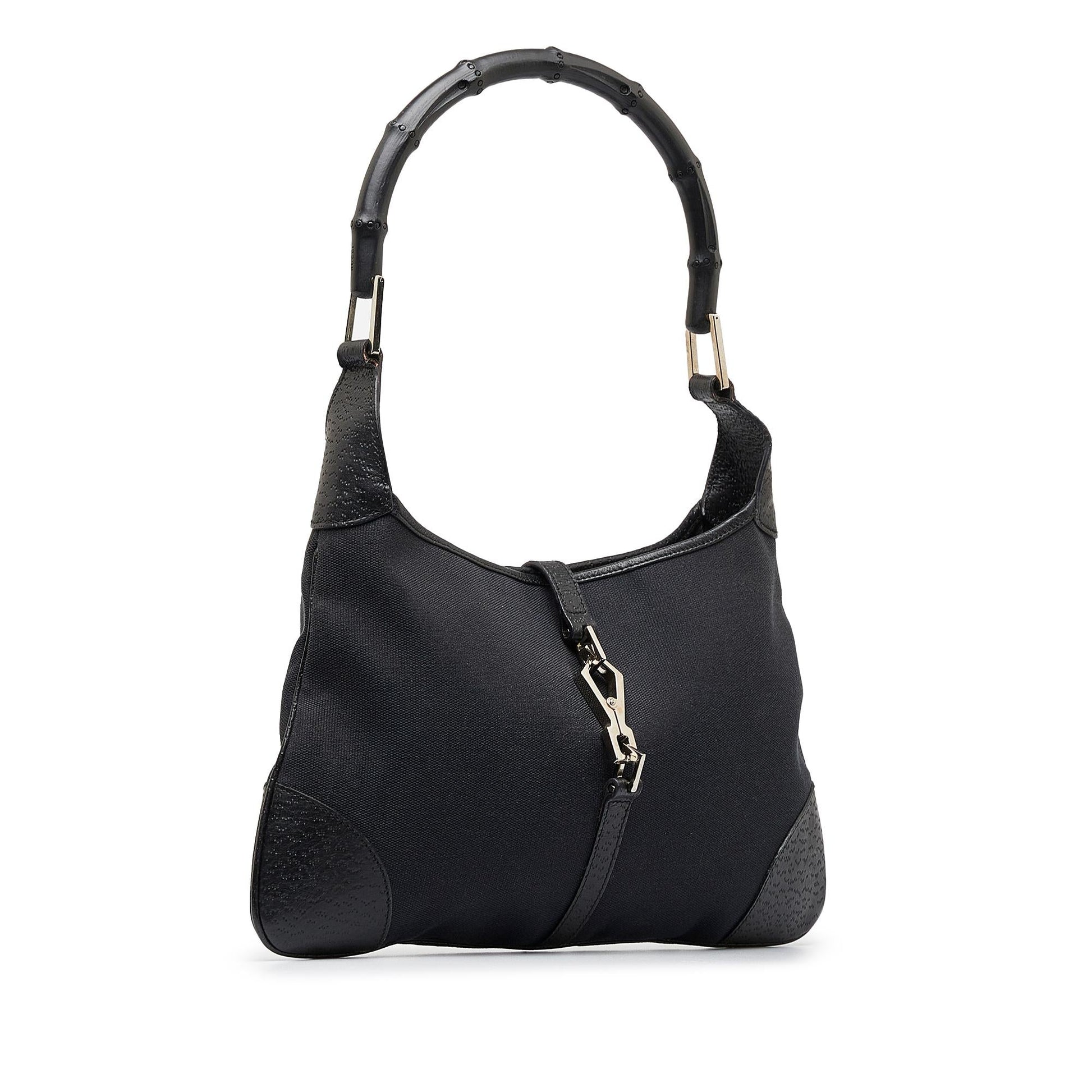Gucci Bamboo Jackie SHG-aIQVHd Canvas Calf Black Shoulder Bag