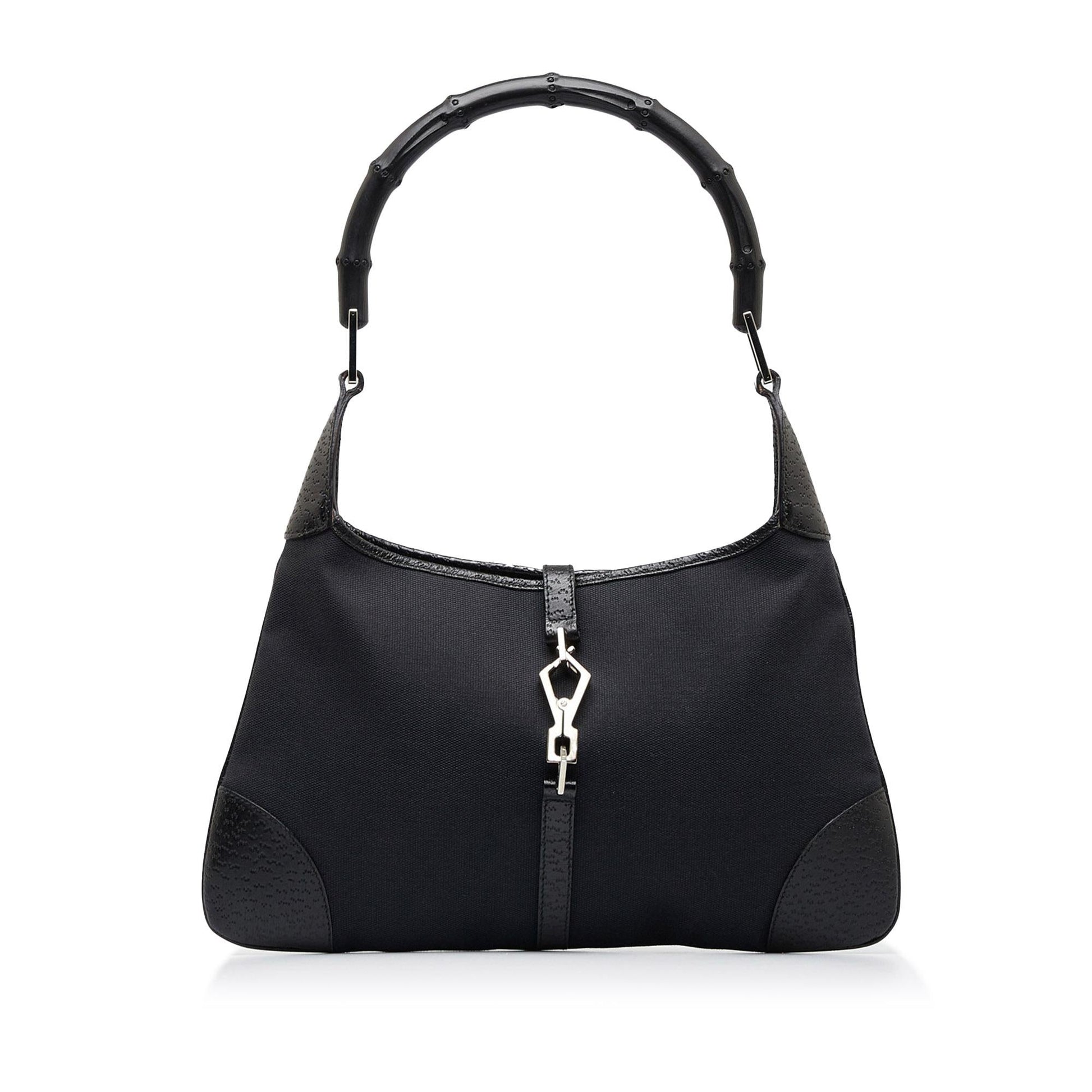Gucci Bamboo Jackie SHG-atndv6 Canvas Calf Black Shoulder Bag