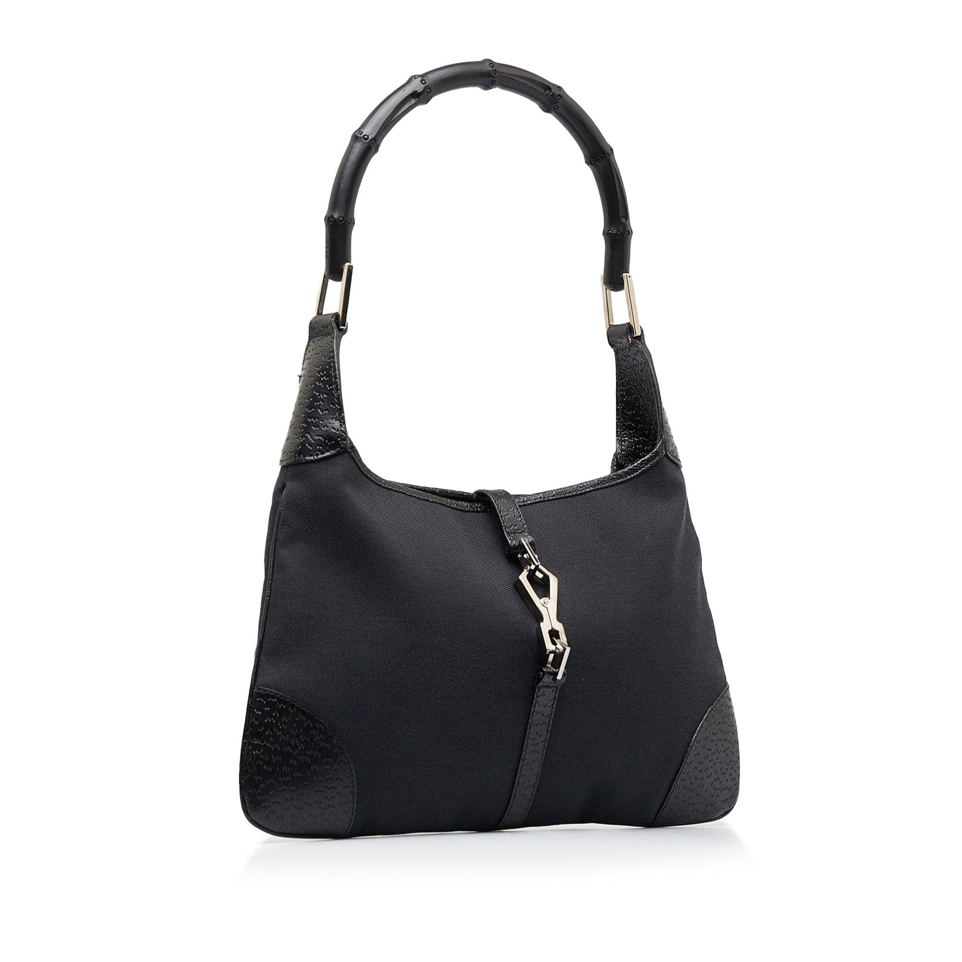 Gucci Bamboo Jackie SHG-atndv6 Canvas Calf Black Shoulder Bag