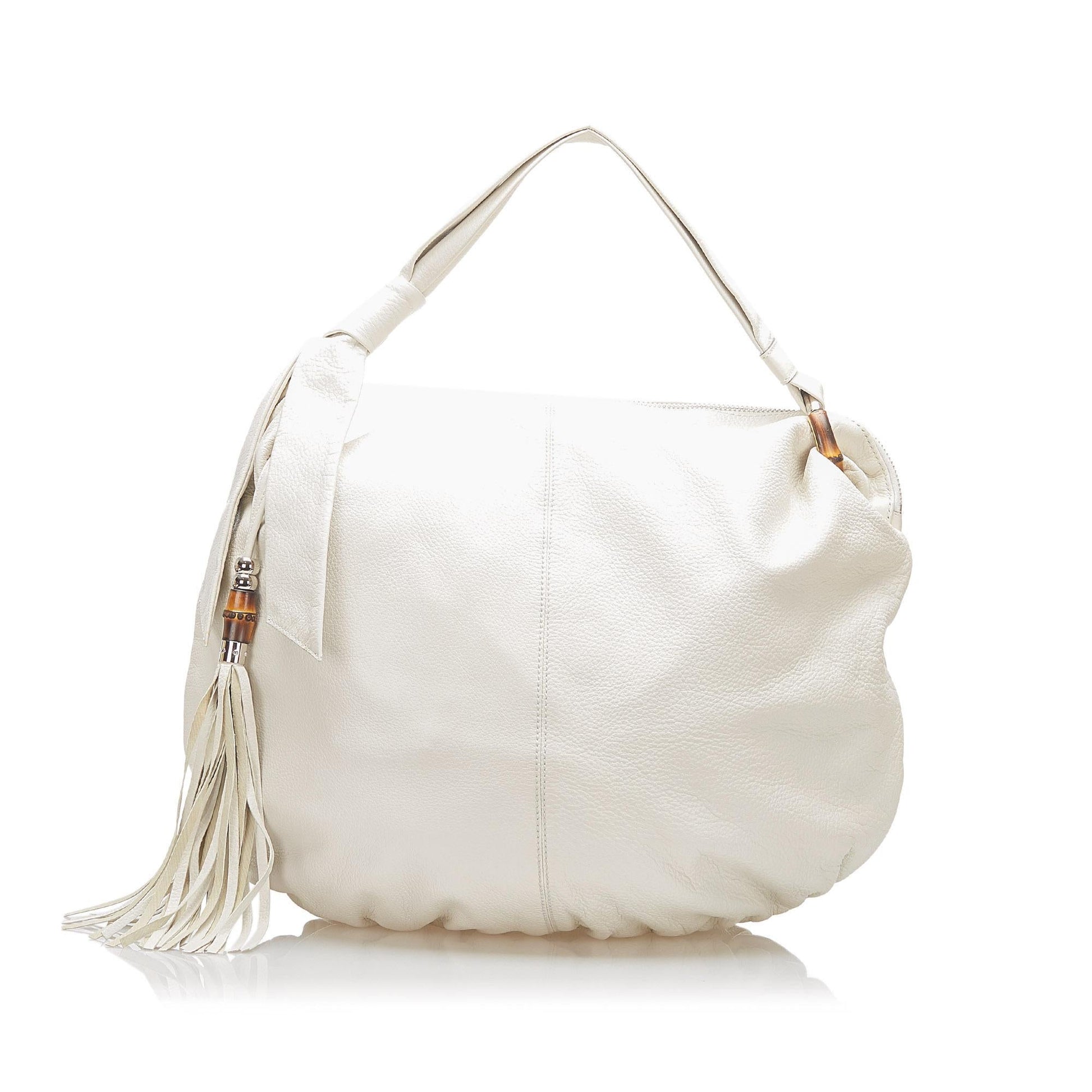 Gucci Bamboo Jungle SHG Leather Calf White Shoulder Bag Bag Shg