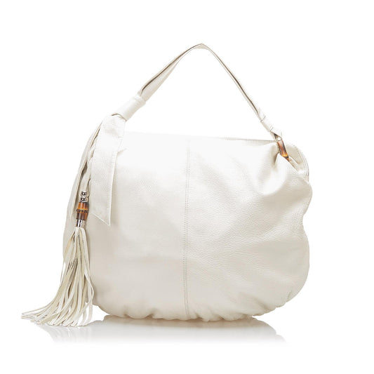 Gucci Bamboo Jungle SHG Leather Calf White Shoulder Bag Bag Shg