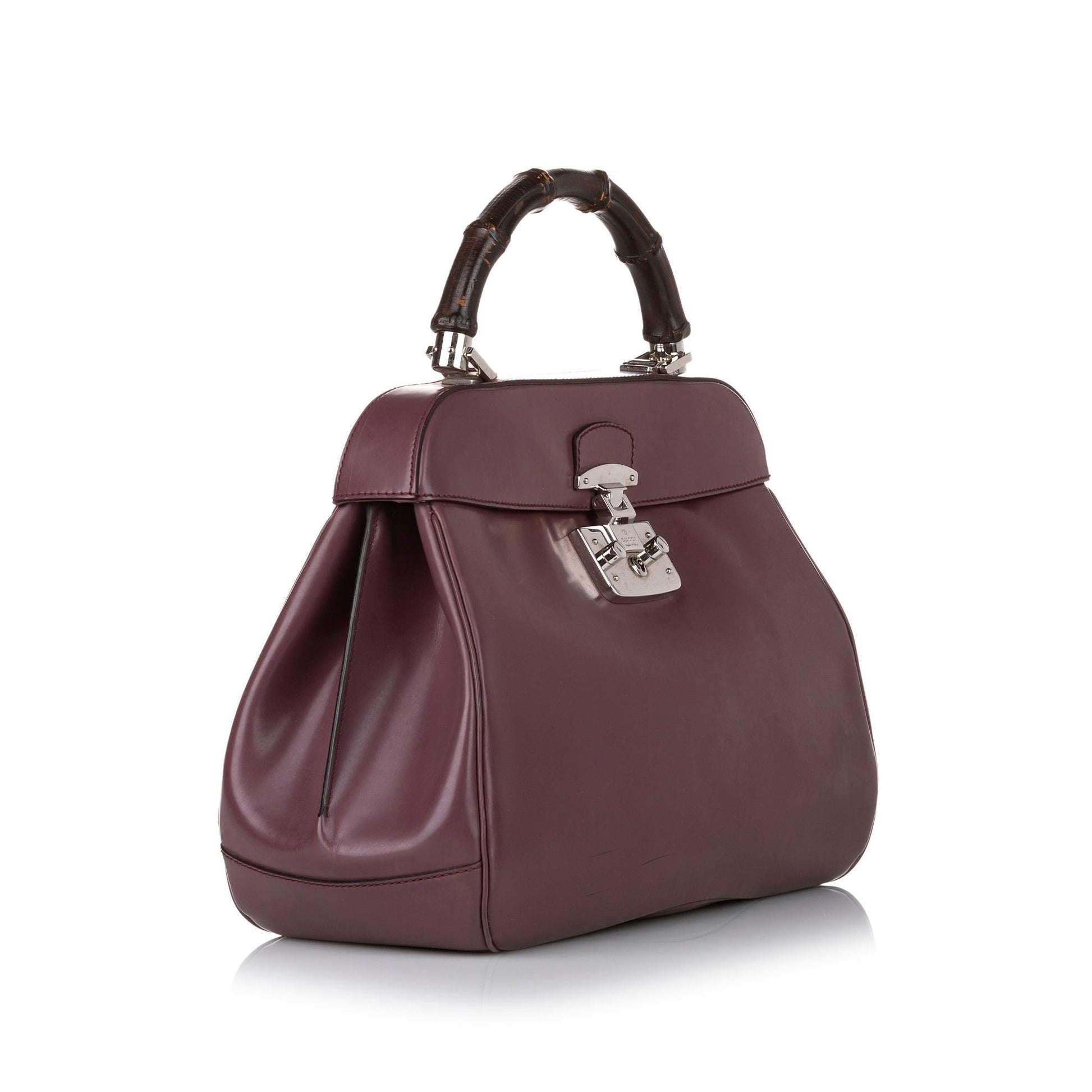 Gucci Bamboo Lady Lock SHG-OZa9ZR Leather Calf Satchel Bag