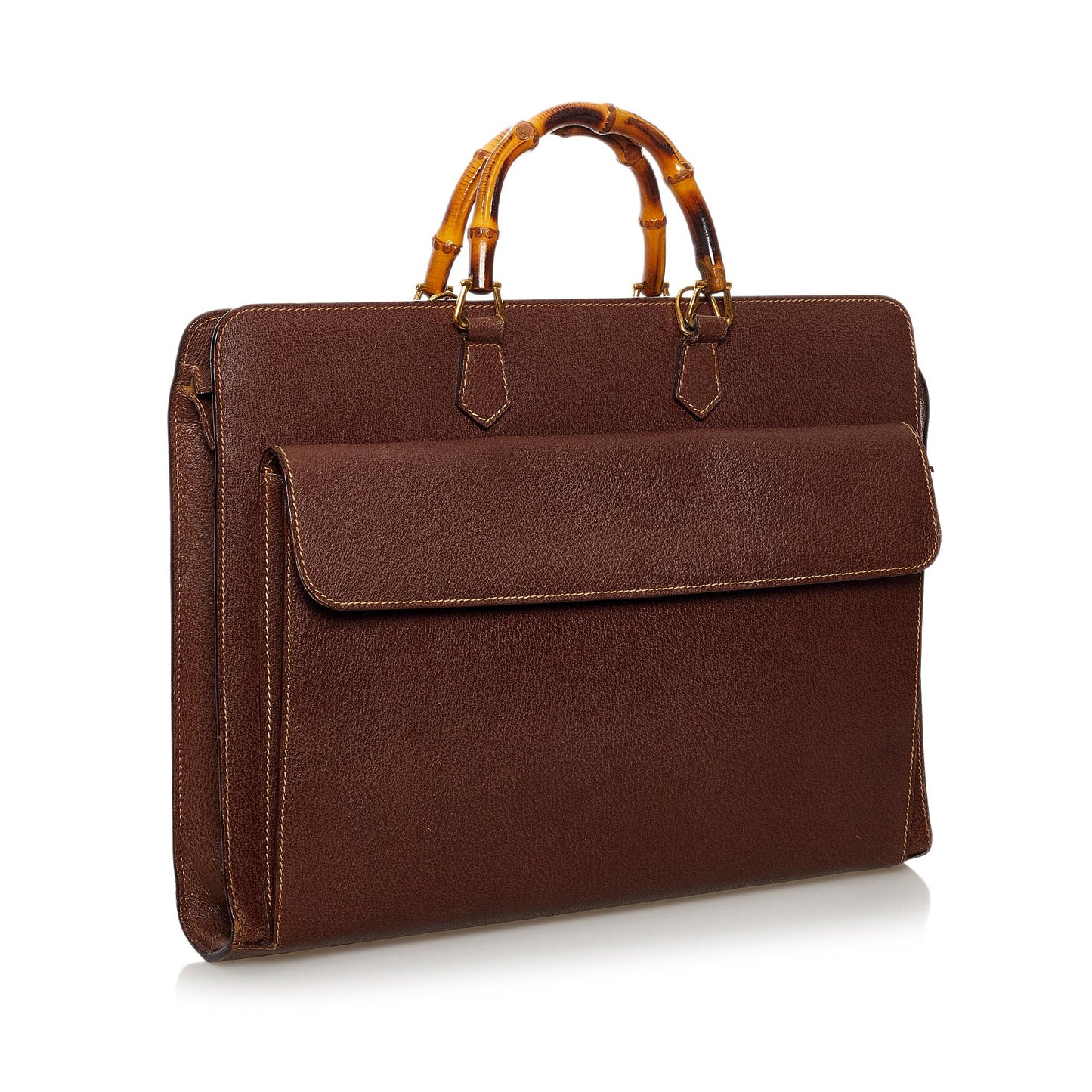 Gucci Bamboo Briefcase SHG Leather Calf Brown Tote Bag