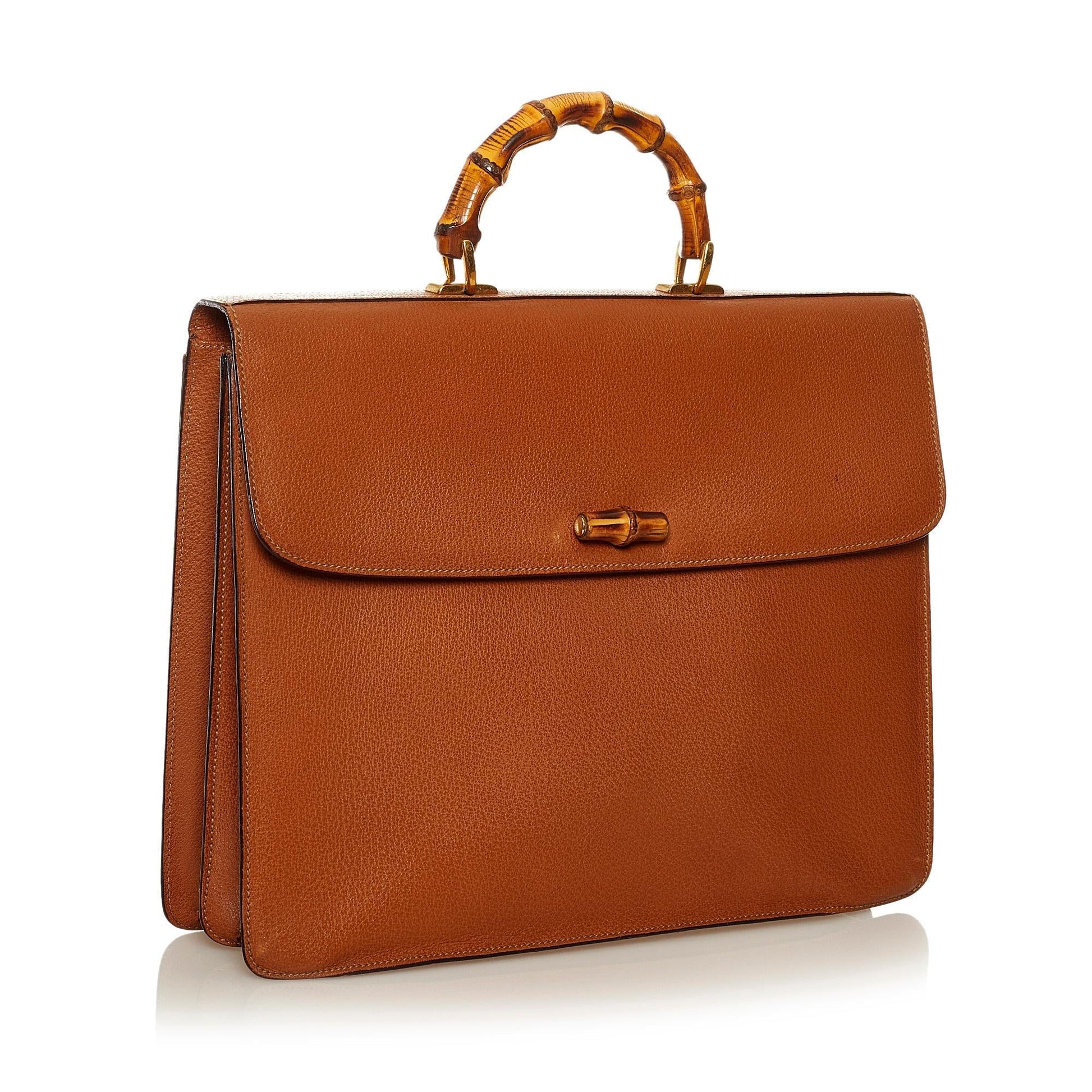 Gucci Bamboo Business SHG Leather Calf Brown Tote Bag