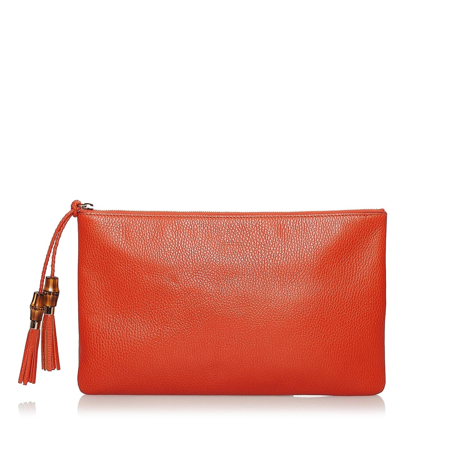 Gucci Bamboo SHG Leather Calf Orange Clutch Bag