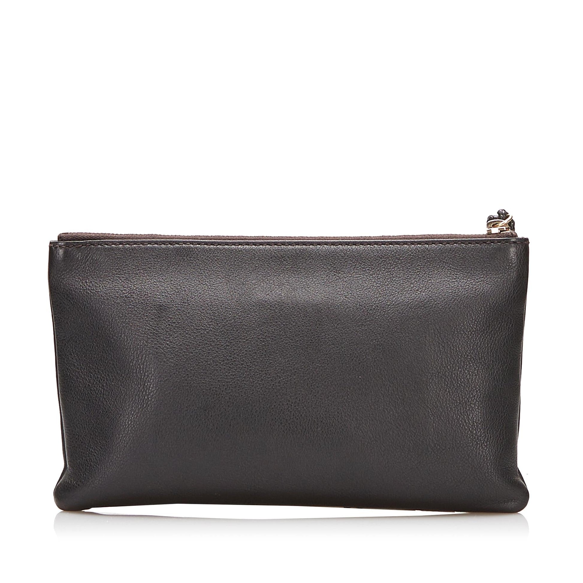 Gucci Bamboo SHG-q8nBjv Leather Calf Black Clutch Bag