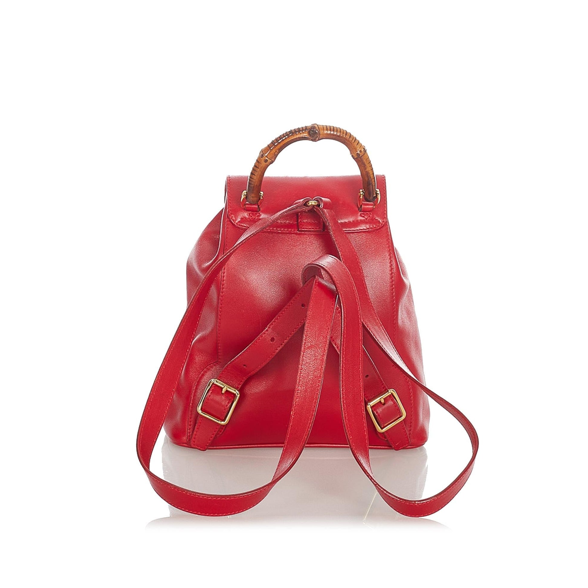 Gucci Bamboo Drawstring Backpack SHG-HWMiaE Leather Calf Red Mini Jewelry