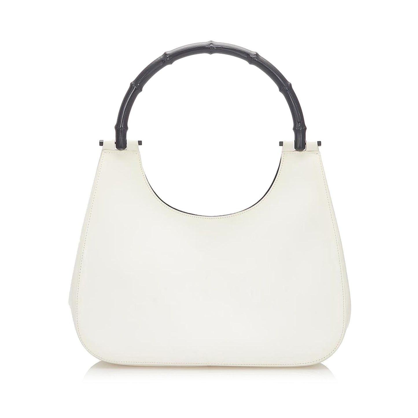 Gucci Bamboo SHG Leather Calf Black White Satchel Bag