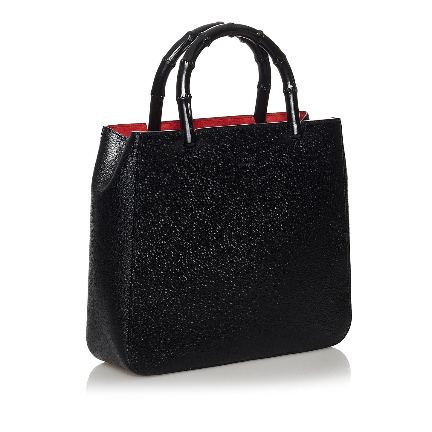 Gucci Bamboo SHG Leather Calf Black Satchel Bag Handbag Shg