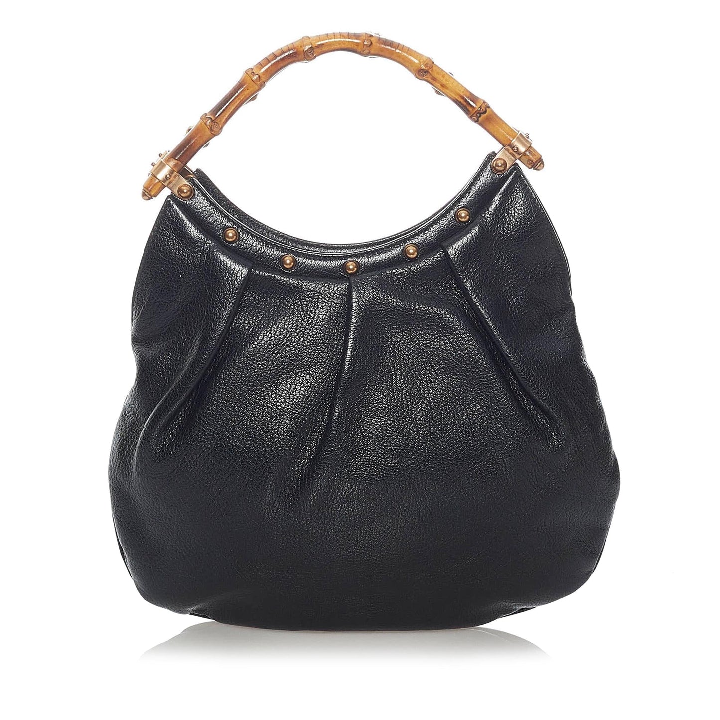 Gucci Bamboo SHG Leather Calf Black Satchel Bag 4