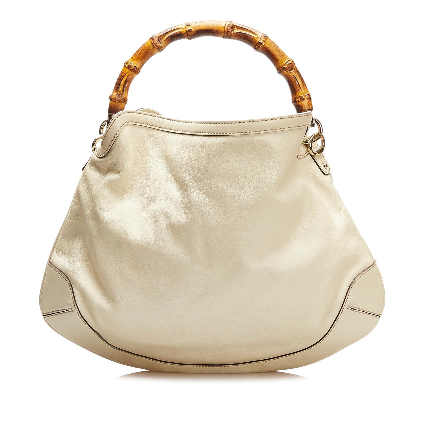 Gucci Bamboo SHG Leather Calf White Satchel Bag